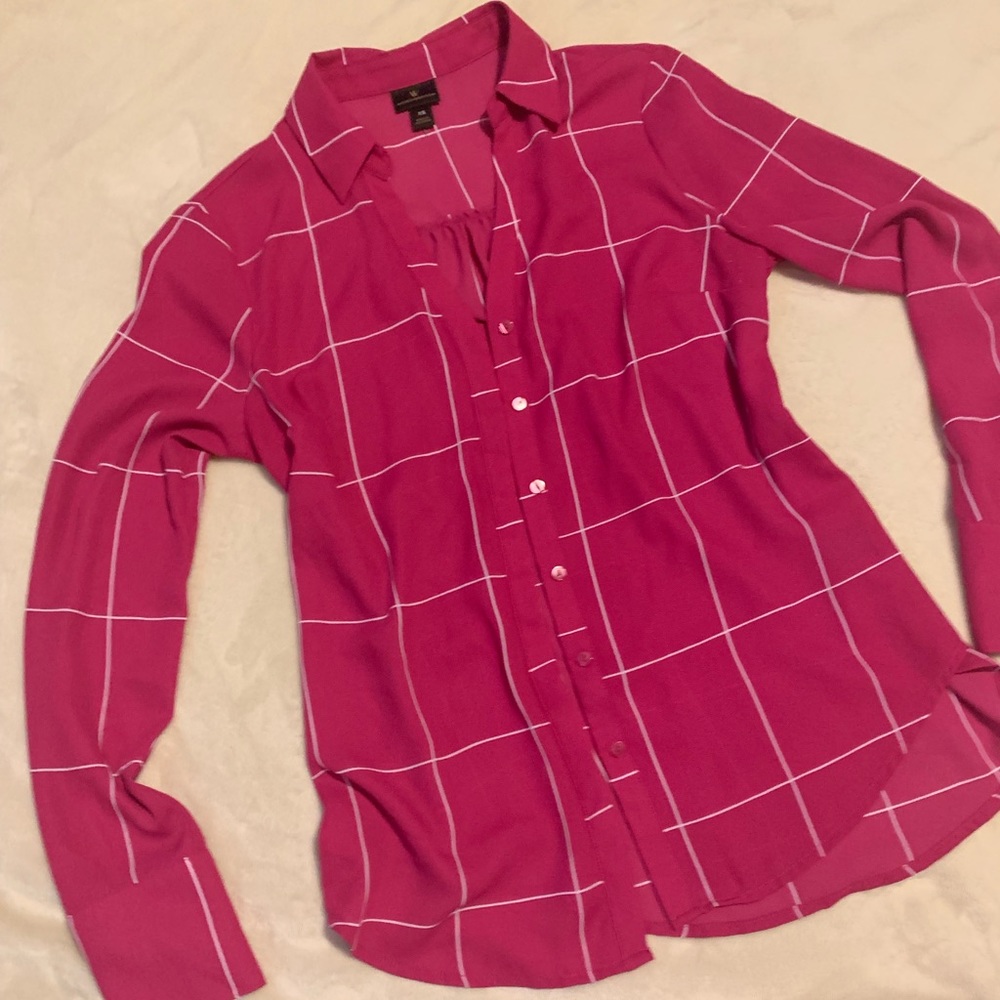 A squared pink button up